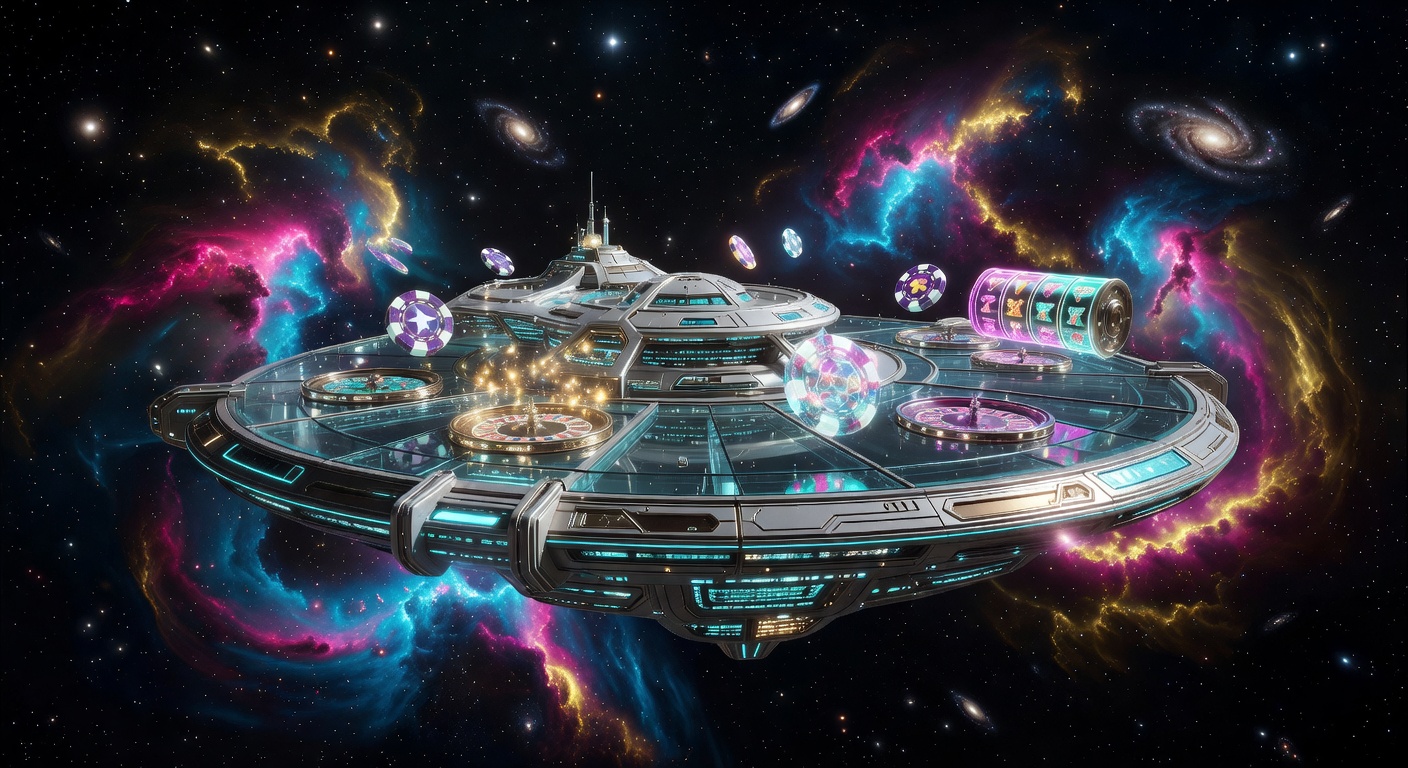 Stellar platform overview with cosmic elements for social casino gaming